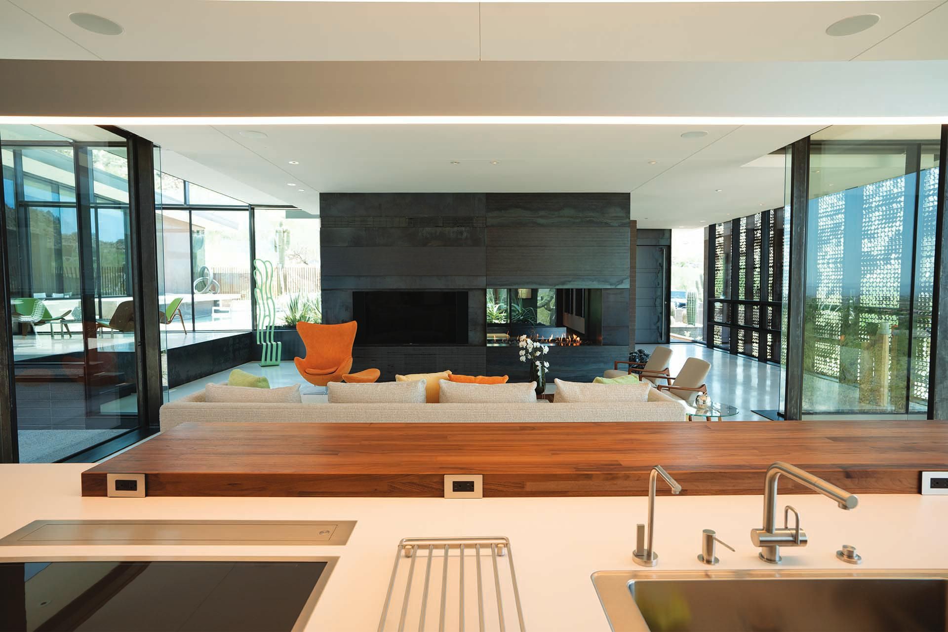 Modern house viewed from the kitchen